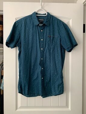 Men's RVCA Teal Short-Sleeve Button-Down Shirt